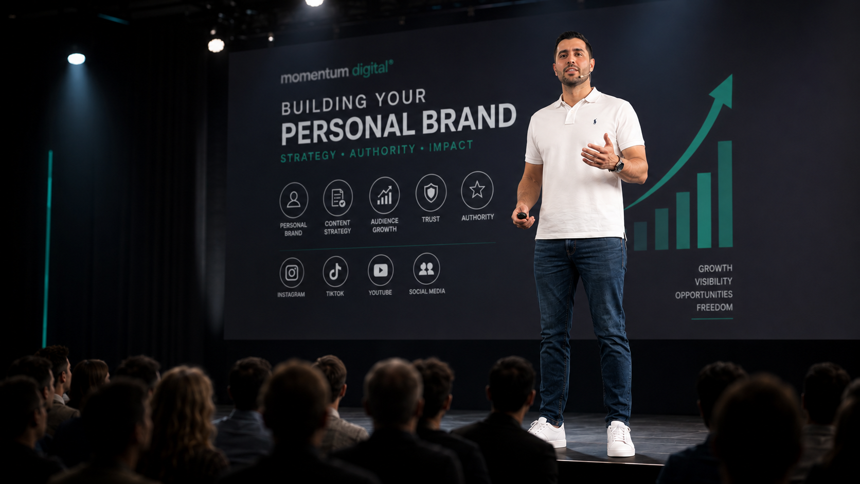Brian Herr en una conferencia sobre marca personal